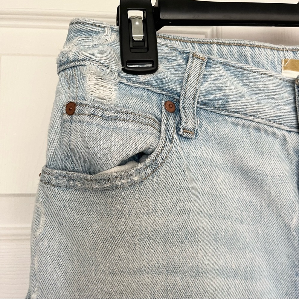 Goldie Blues Brooklyn High Rise Straight Crop Jeans Distressed Raw Hem 8 - Picture 9 of 11